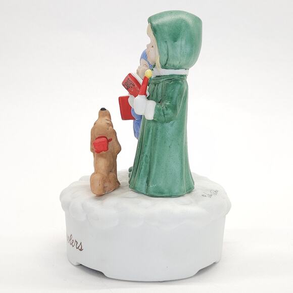 Vtg Christmas Carolers Dog Music Box Deck the Halls Signed Jane McDowell WORKS - Picture 6 of 10